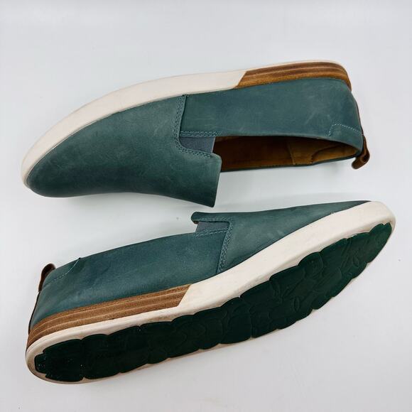 WMNS Kork-Ease Leather Upper Slide-On Shoes "Peyton" Loafer 10M Turquoise CC0E21 - Picture 4 of 10